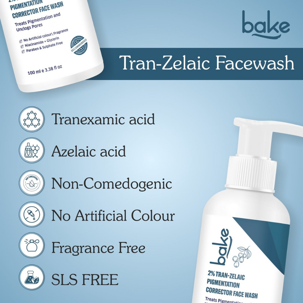 Bake 2% Tran-Zelaic Pigmentation Corrector Milky Face Wash For Pigmentation and unclogged pores | Grocsy