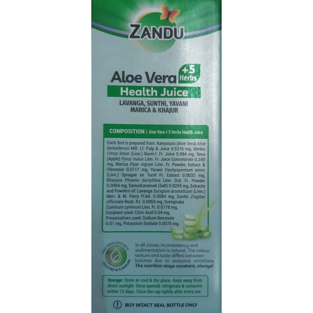 Zandu Aloe Vera And 5 Herbs Health Juice | Grocsy