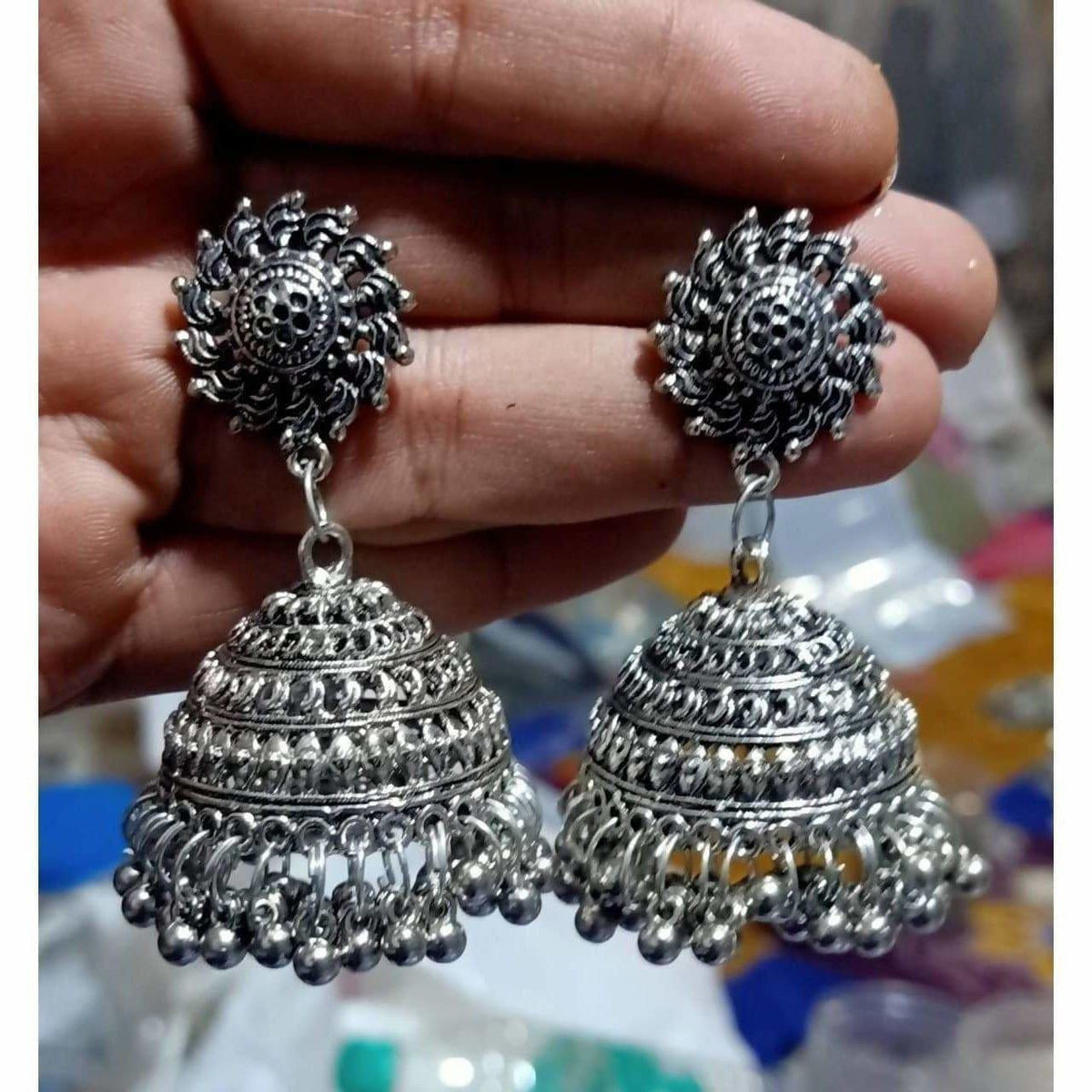 MS Fashion India Antique Wheel Shape Earrings Hanging Jhumkas | Grocsy