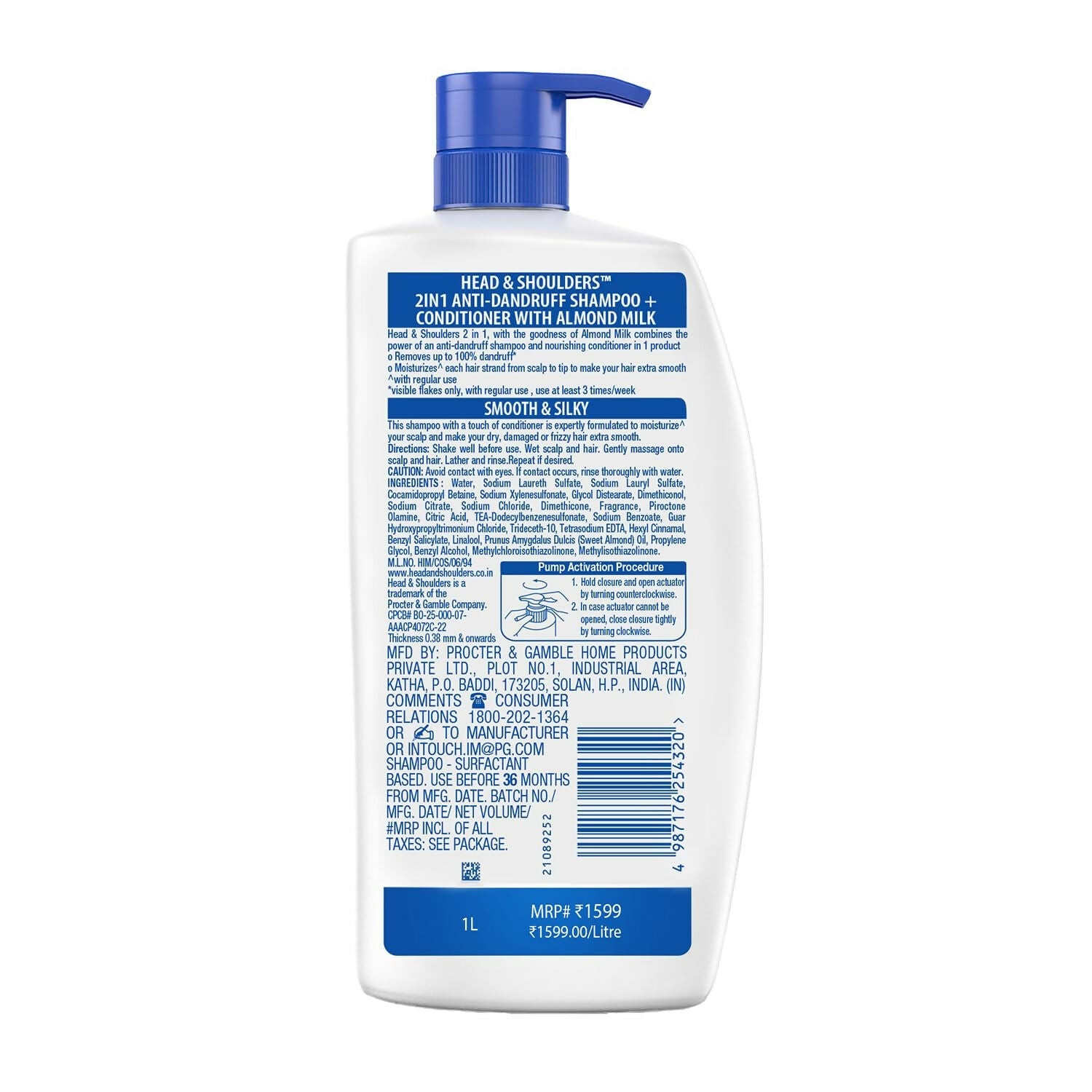 Head & Shoulders 2-in-1 Smooth and Silky Anti Dandruff Shampoo + Conditioner | Grocsy