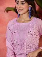 Joban Fashion Embroidery Pink Pure Cotton Cord Set | Grocsy