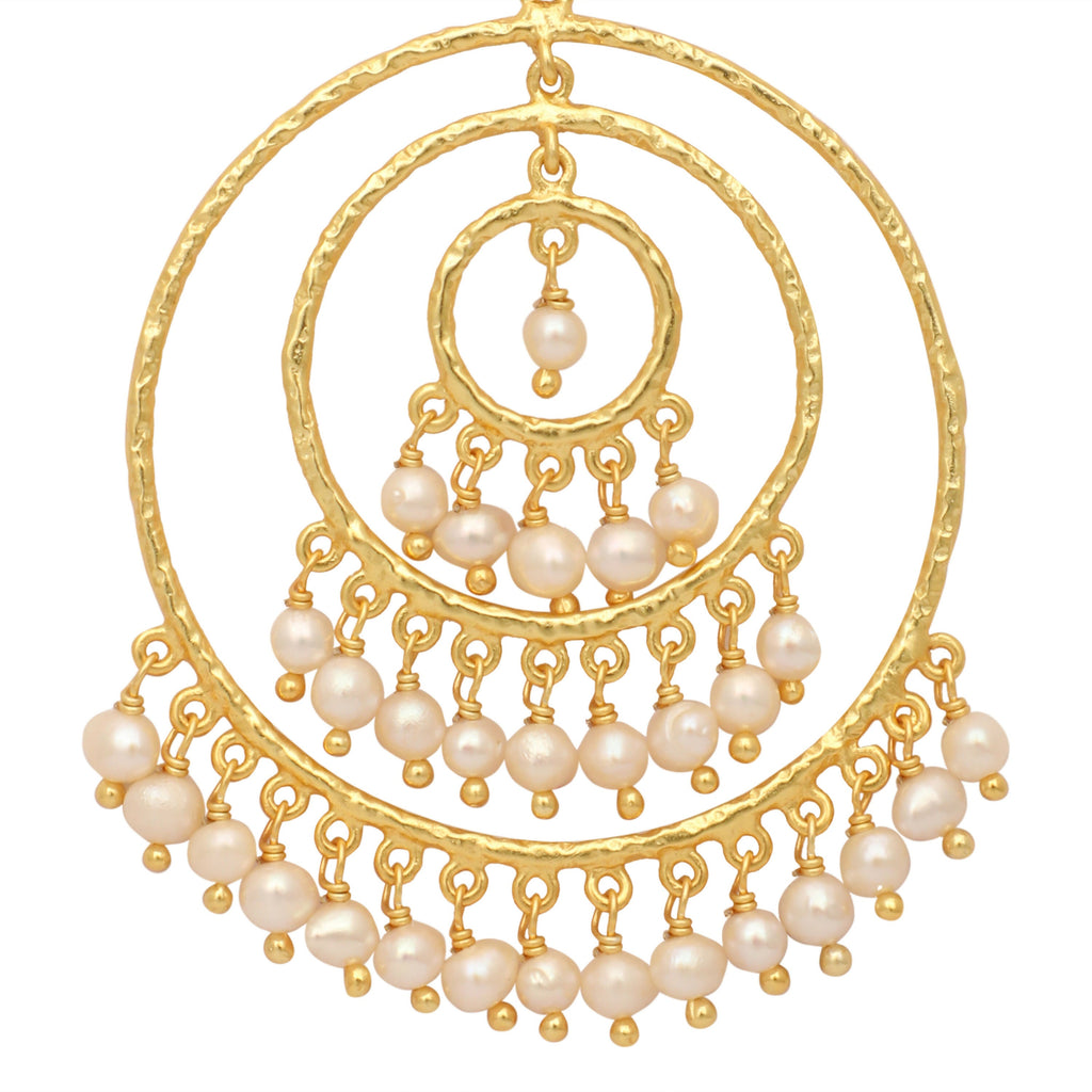 Nuyug 18k Triple Pearl Hoop Anti Tarnish Earrings | Grocsy