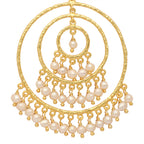 Nuyug 18k Triple Pearl Hoop Anti Tarnish Earrings | Grocsy