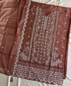 KC Peach Pakistani Straight Suit For Women Chiffon | Grocsy