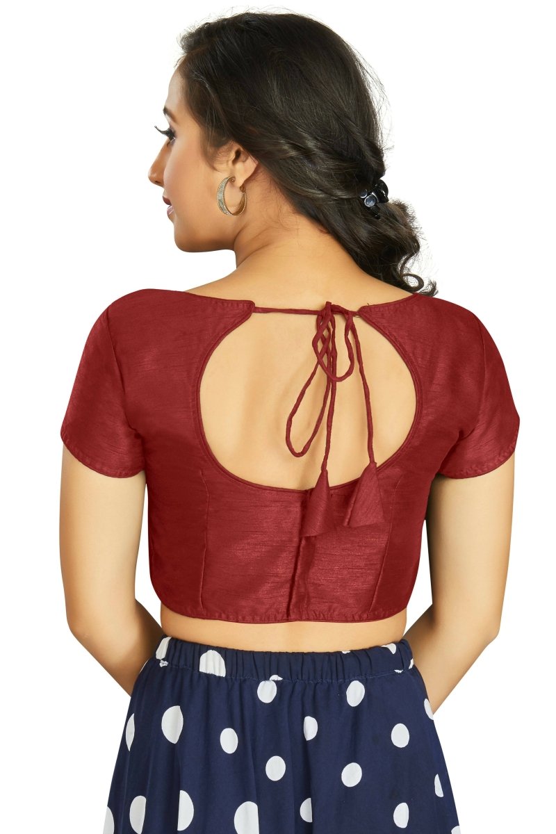 Aastha Fashion Women's Maroon Art Silk Designer Festive Wear Readymade Blouse | Grocsy