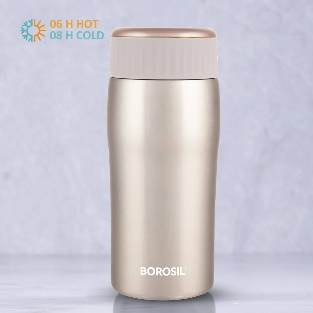 Borosil Cosmic Insulated Water Bottle Tumbler - 320ml (Gold) | Grocsy