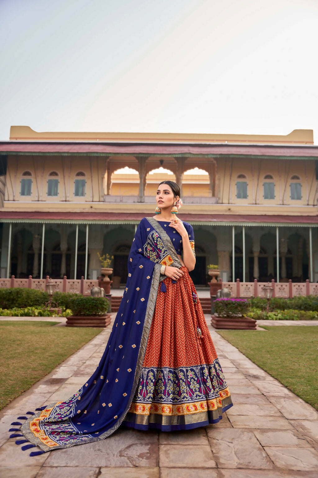 Ready to Wear Lehenga Choli for Women by Infinity Export - Orange | Grocsy