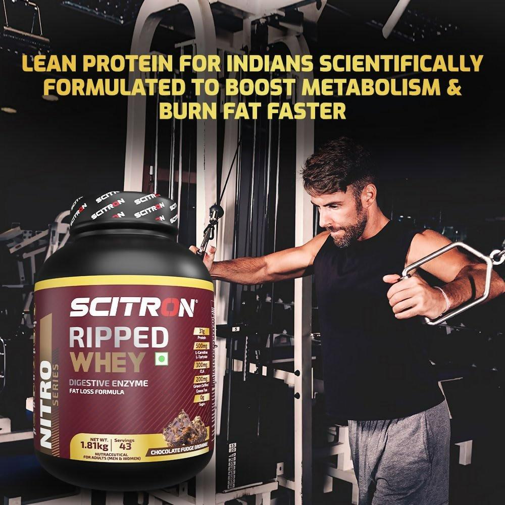 Scitron Ripped Whey Protein Powder Flavor Chocolate Fudge Brownie | Grocsy