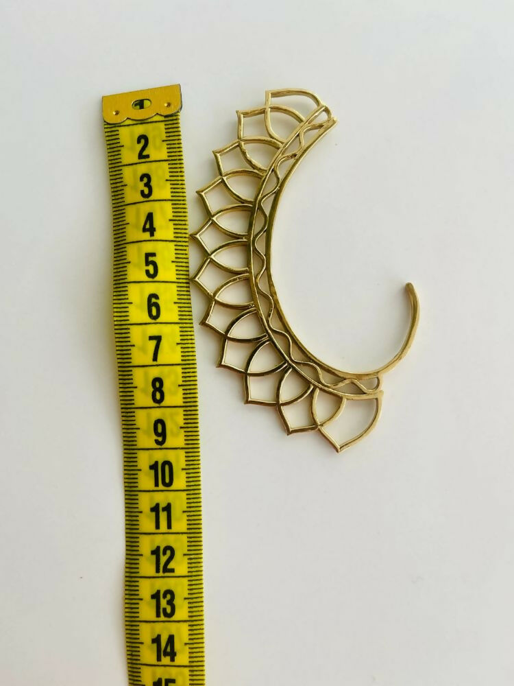 NVR Women Ethnic Gold-Polished Brass Leaf Style Ear Cuff | Grocsy