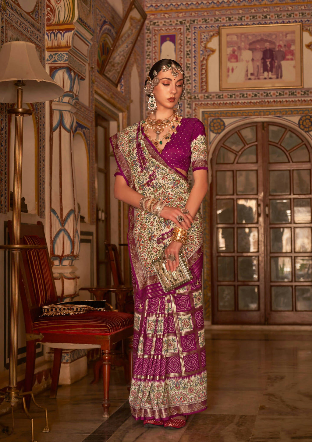 Rani P V Silk Digital Print, Zari Work Printed Saree - Rewaa Parampara | Grocsy