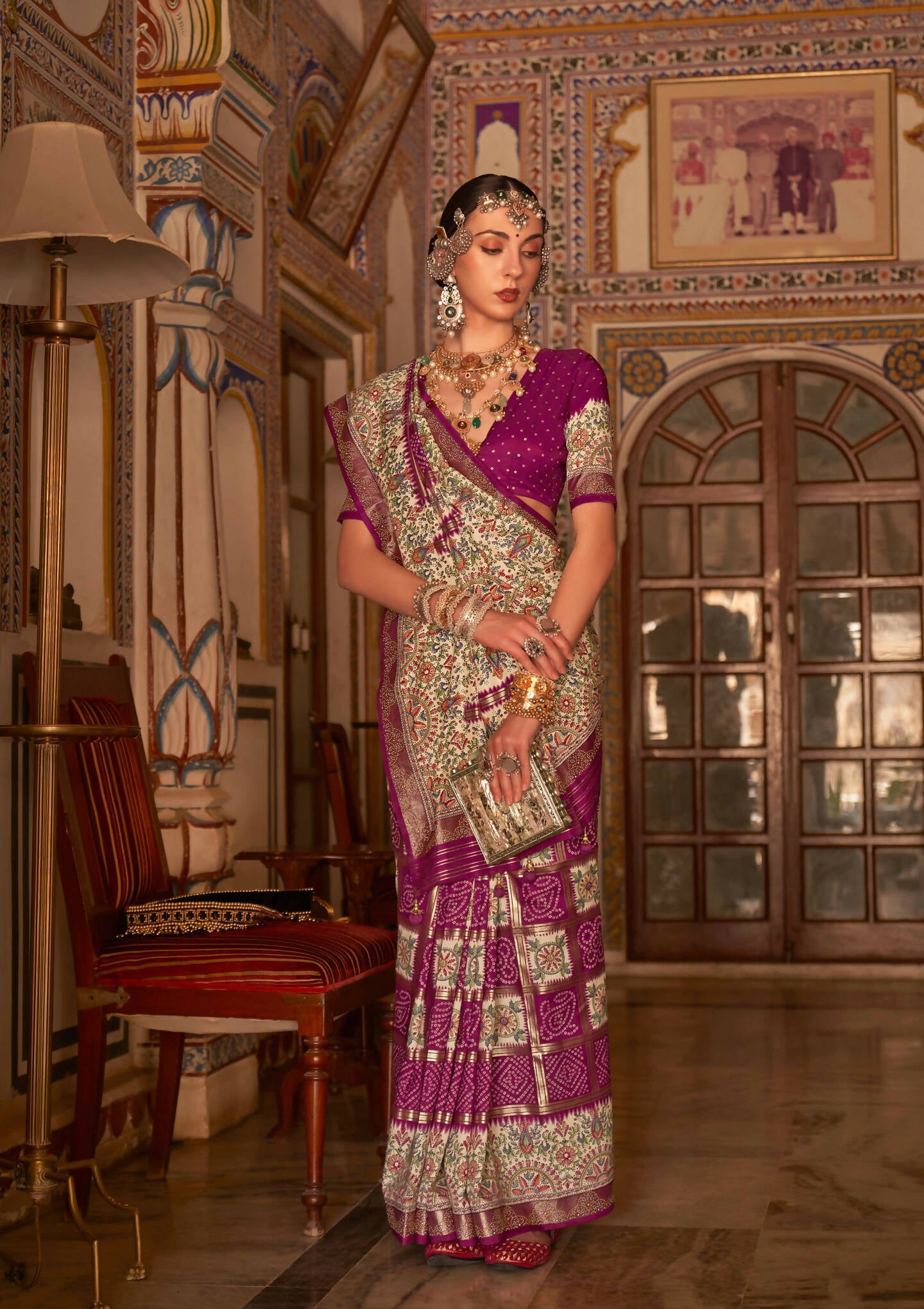 Rani P V Silk Digital Print, Zari Work Printed Saree - Rewaa Parampara | Grocsy