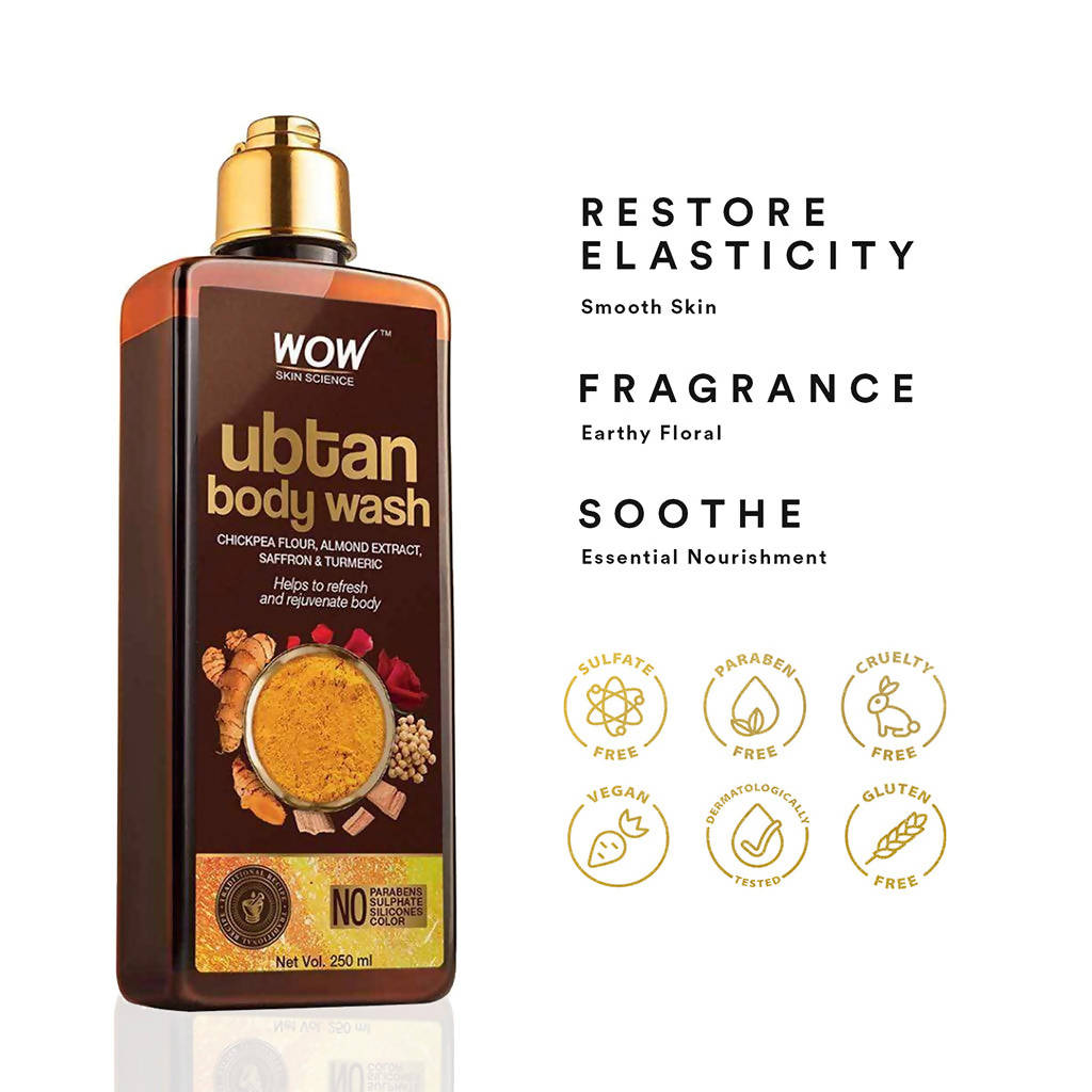WOW Skin Science Ubtan & Ceramide Body Wash For Revives Dull Skin, Exfoliates and Softens | Grocsy