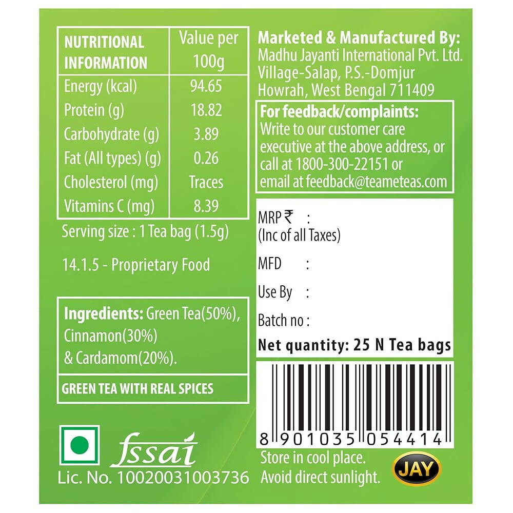 TE-A-ME Uplift Kashmiri Kahwa Natural Green Tea Bags | Grocsy