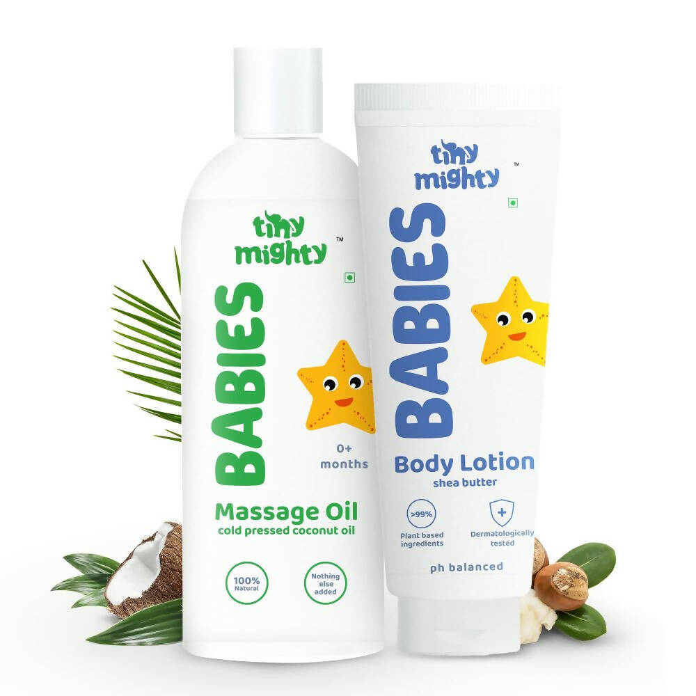 Tiny Mighty Baby Body Lotion And Massage Oil Combo | Grocsy