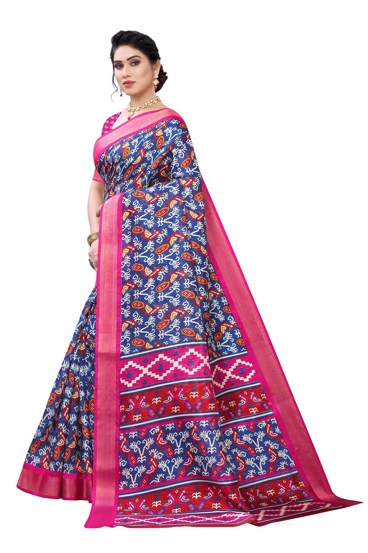 Vamika Blue Linen Jari Border Saree (JANKI Blue) | Grocsy