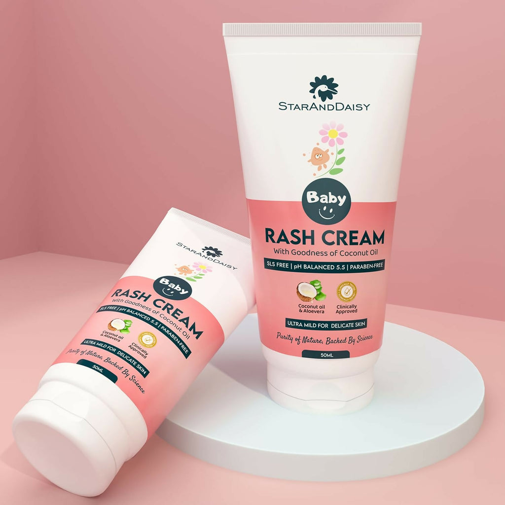 StarAndDaisy Baby Rash Cream with Coconut Oil & Aloe Vera, SLS Free & Paraben free with pH 5.5, Ultra Mild | Grocsy