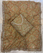 KC Mustard Bandhani Printed Heavy Emrboidery Worked Sharara Suit Ethnic Wear | Grocsy