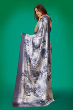 Aayaa Designer Printed Satin Saree - Multi Color | Grocsy