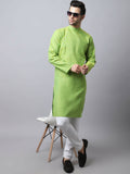 Even Apparels Green Pure Cotton Men's Kurta With Side Placket (SLD1193) | Grocsy