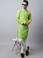 Even Apparels Green Pure Cotton Men's Kurta With Side Placket (SLD1193) | Grocsy