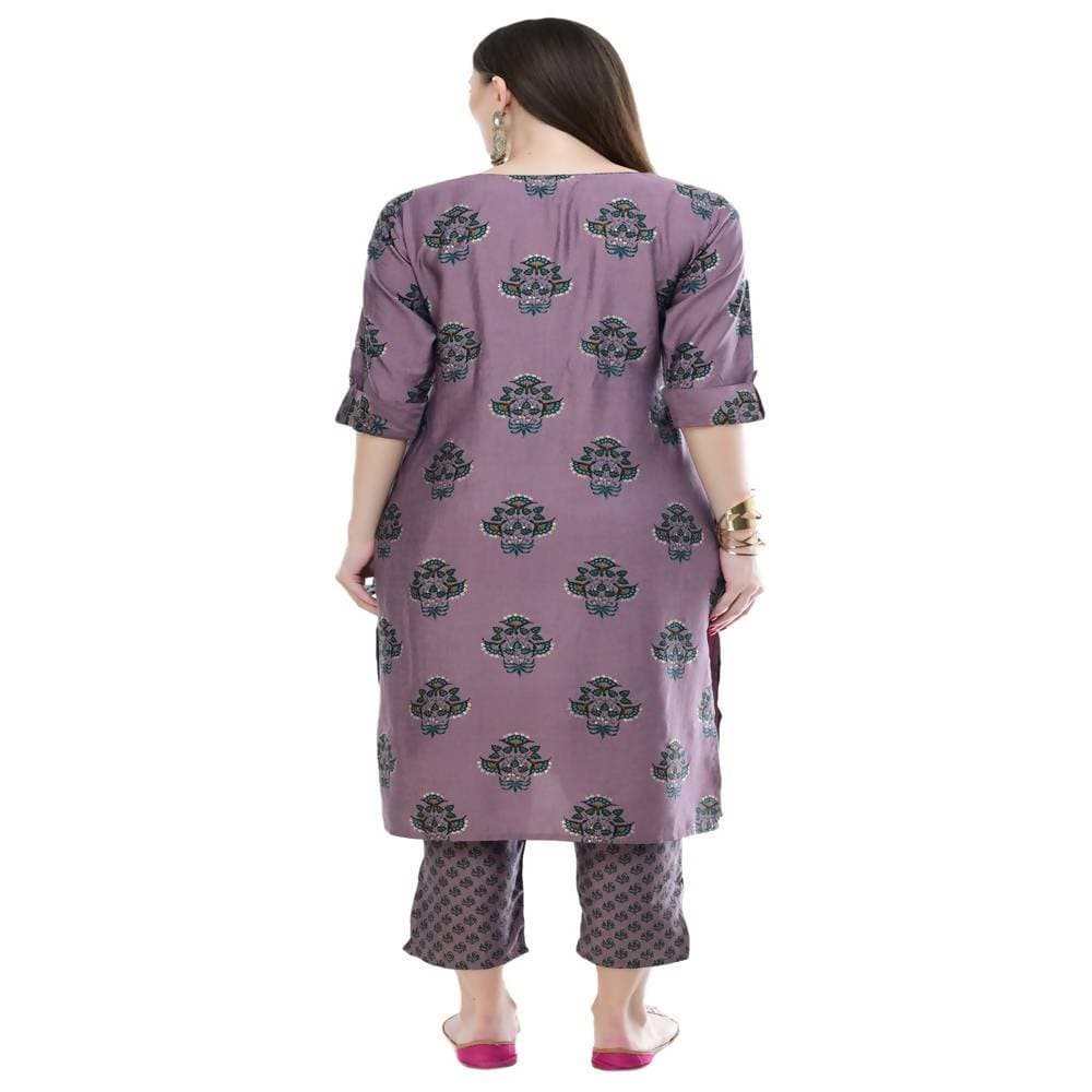 Lagi Women's Mauve Printed Straight Kurta & Pant (MC39B) | Grocsy