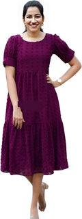 PAVONINE Buta-Design Wine Dress For Girls & Women | Grocsy