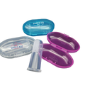 Safe-O-Kid Silicone Baby Finger, Infant Training Soft Teeth Brush, Oral Cleaning Massager For Babies- 1 Blue, 1 Pink & 1 Transparent | Grocsy