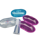 Safe-O-Kid Silicone Baby Finger, Infant Training Soft Teeth Brush, Oral Cleaning Massager For Babies- 1 Blue, 1 Pink & 1 Transparent | Grocsy