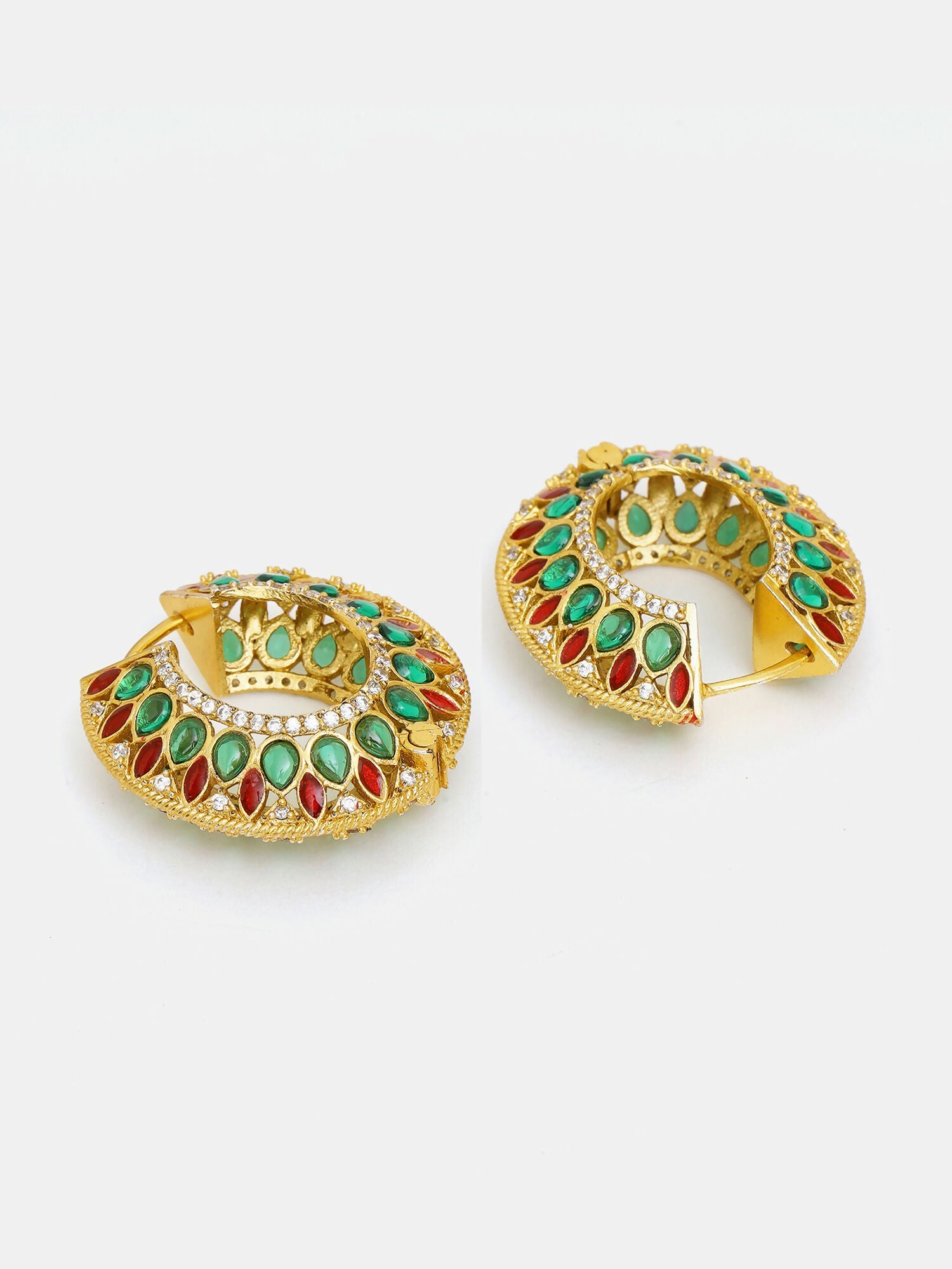Ruby Raang Gold Polished Multi-Color Kundan Loops | Grocsy