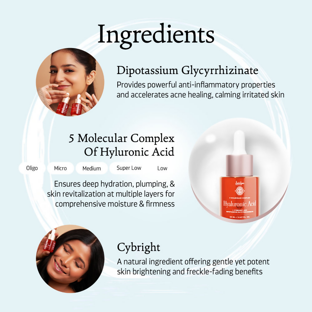 Indulgeo Essentials 5 Molecular Complex Hyaluronic Acid Lightweight Face Serum | Grocsy