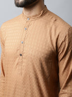 Even Apparels Brown Color Pure Cotton Men's Kurta With Band Collar (CHK1200) | Grocsy