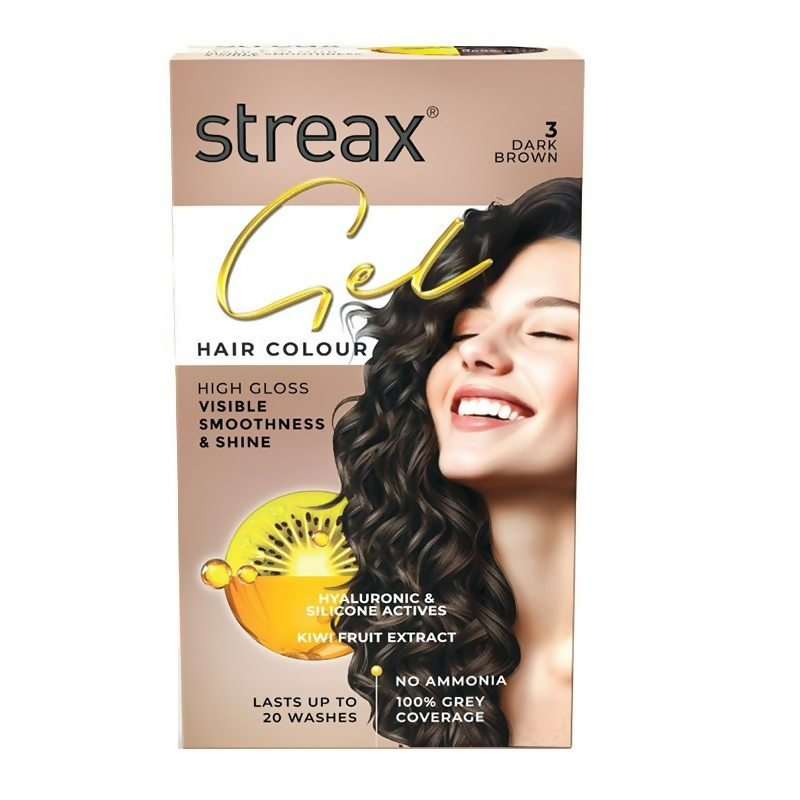 Streax Gel No Ammonia 100% Grey Coverage Hair Color - Dark Brown 3 | Grocsy