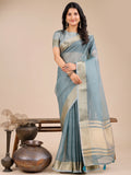 Shree Shyam Fashion Seoul Sea Green Organza Saree | Grocsy