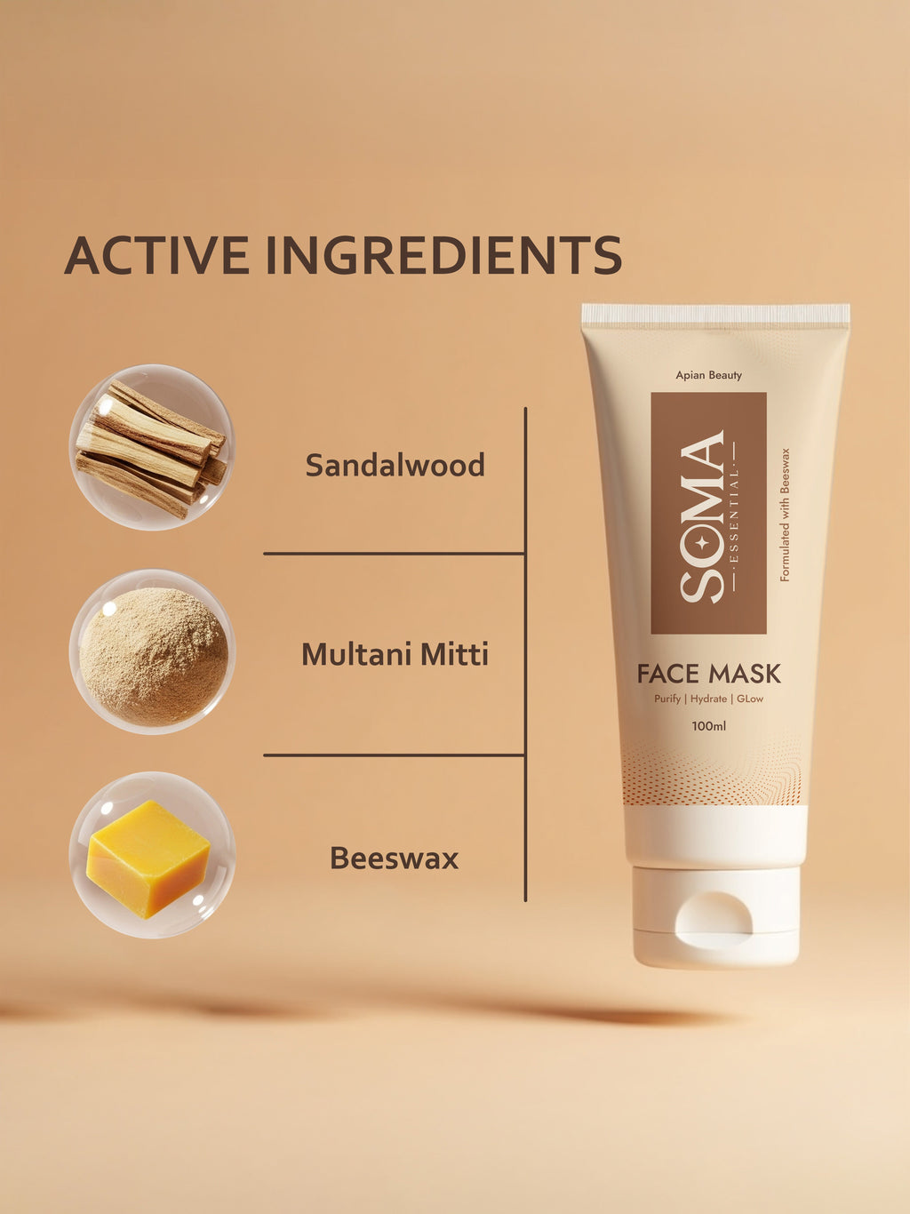 Soma Essential D-Tan Mask +  Royal Jelly Vitamin C Serum + Day cream For Weekly Glow | Grocsy