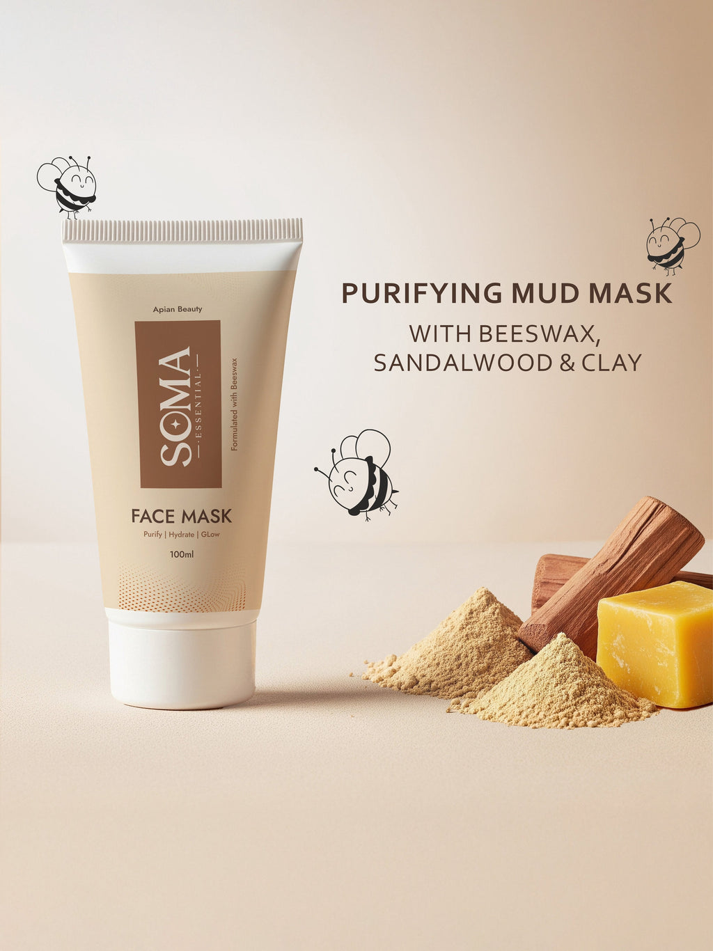 Soma Essential Apian Dtan Glow Mask, 2% Licorice And Beeswax | Grocsy