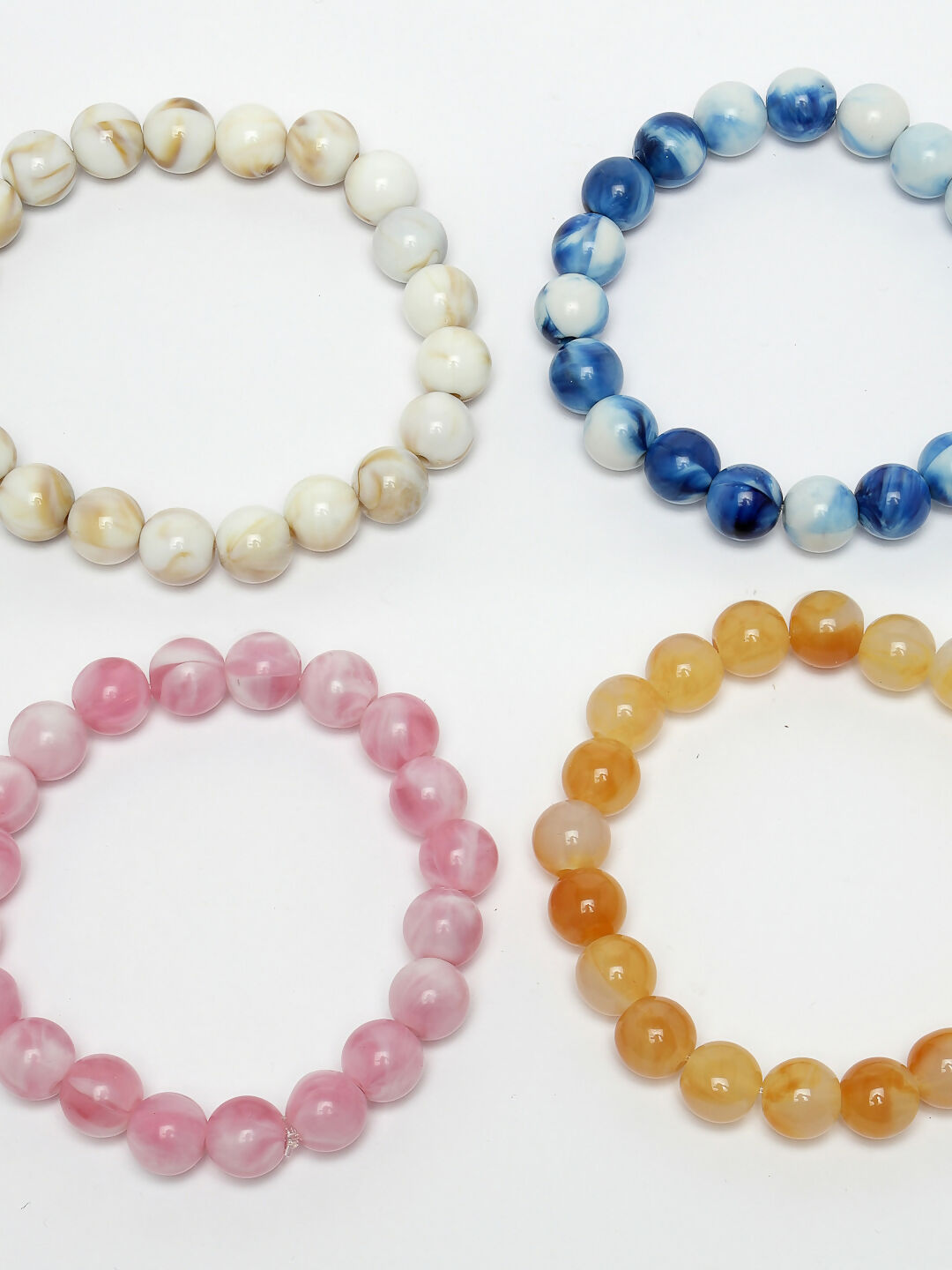 NVR Men & Women Set of 4 Artificial Beads-Beaded Evil Eye Elasticated Bracelet | Grocsy