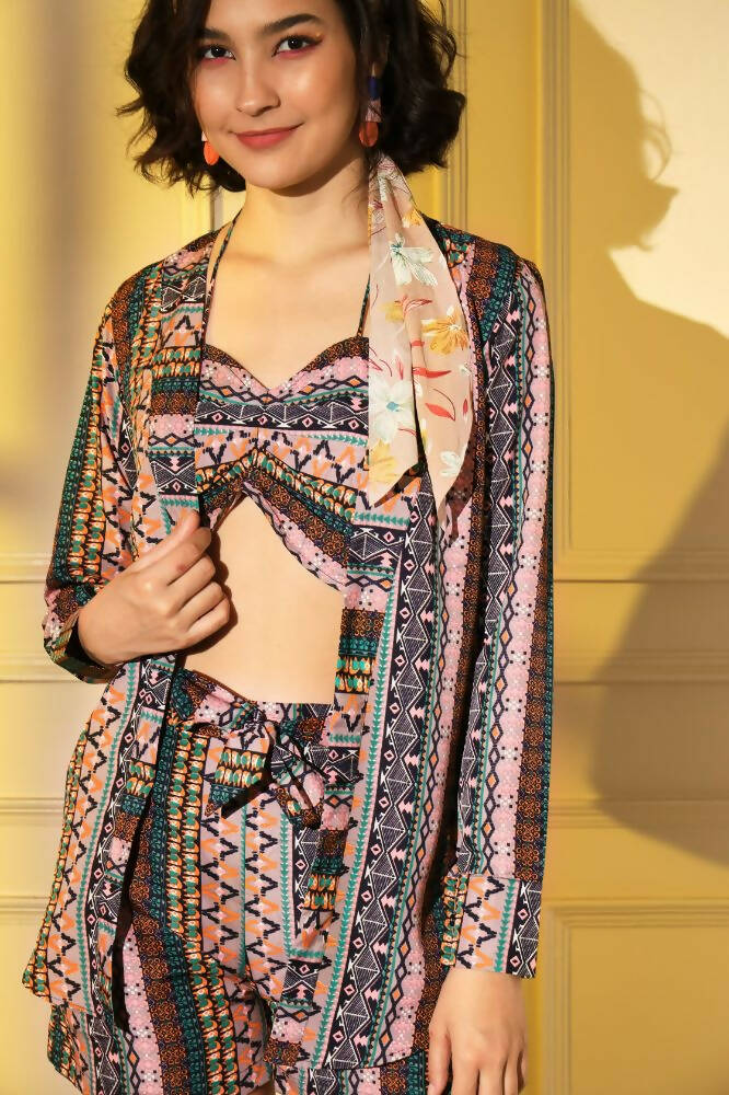 Multi Platinum Creap Printed Co-Sets - Femella | Grocsy