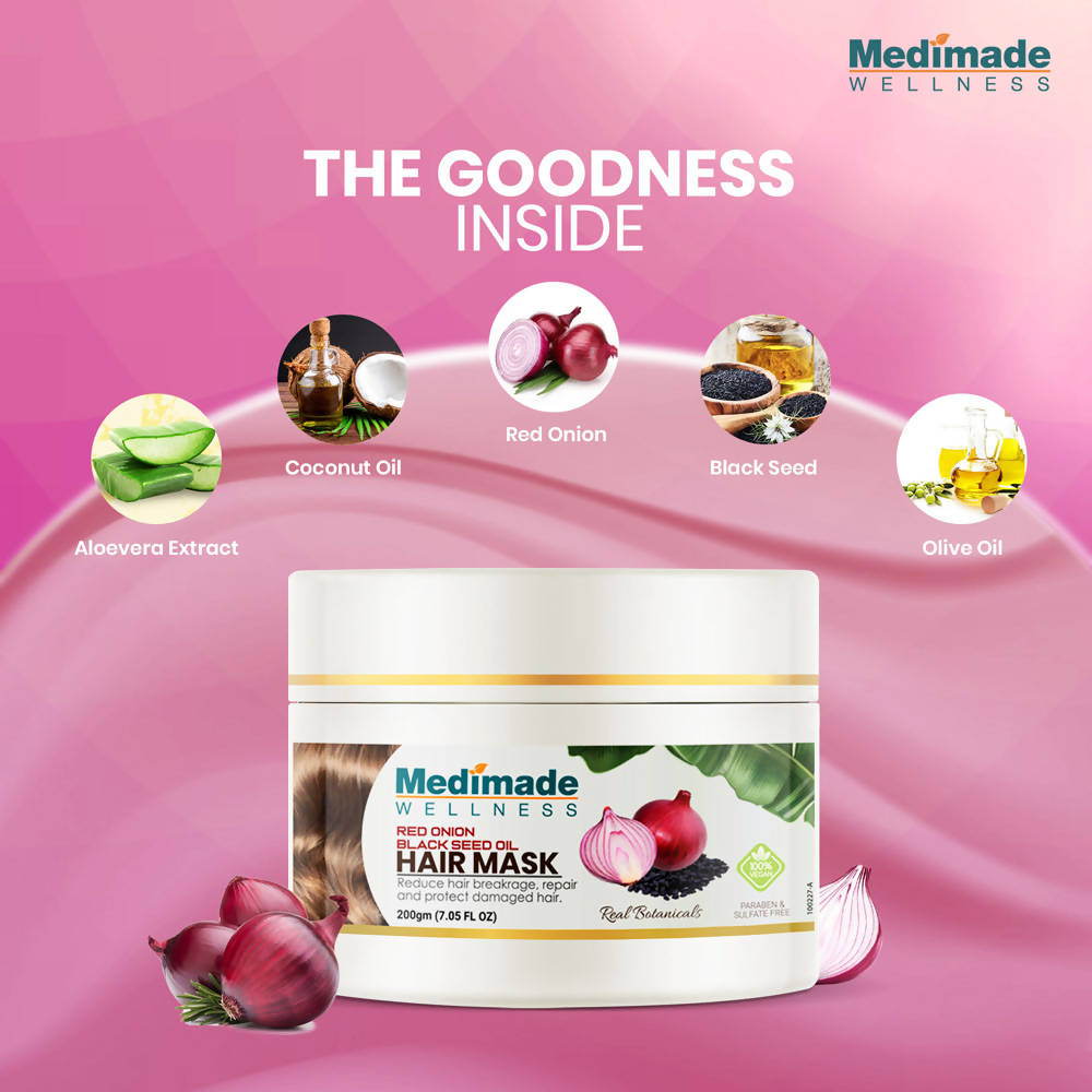Medimade Wellness Red Onion & Black Seed Oil Hair Mask | Grocsy