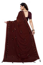 Vamika Brown Georgette Embroidery Saree (GULABO COFFEE) | Grocsy