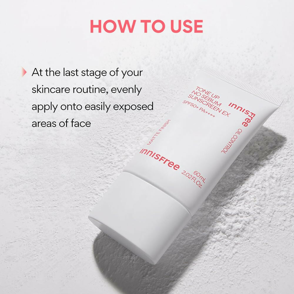 Innisfree Tone Up No Sebum Sunscreen with SPF 50+ PA++++ Korean Sunscreen | Grocsy