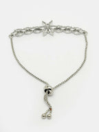 NVR Women Silver-Plated Handcrafted American Diamond Link Bracelet
