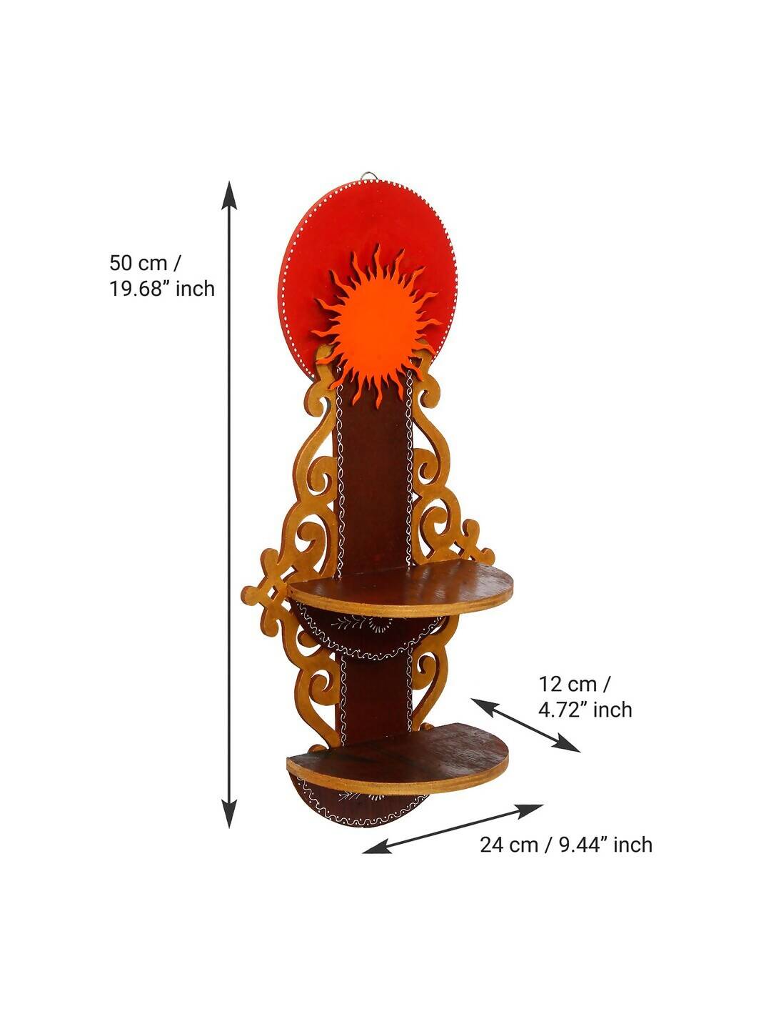 eCraftIndia Brown Textured Wooden Pooja Shelf | Grocsy