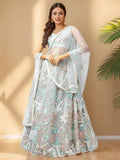 Tulsi Art Spectacular Pista Green Sequins Net Wedding Wear Lehenga Choli | Grocsy