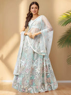 Tulsi Art Spectacular Pista Green Sequins Net Wedding Wear Lehenga Choli | Grocsy