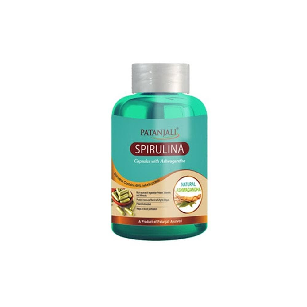 Patanjali Spirulina Capsules with Ashwagandha | Grocsy