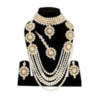Mominos Fashion Gold-Polished with Stone & Pearls Necklace Combo Set