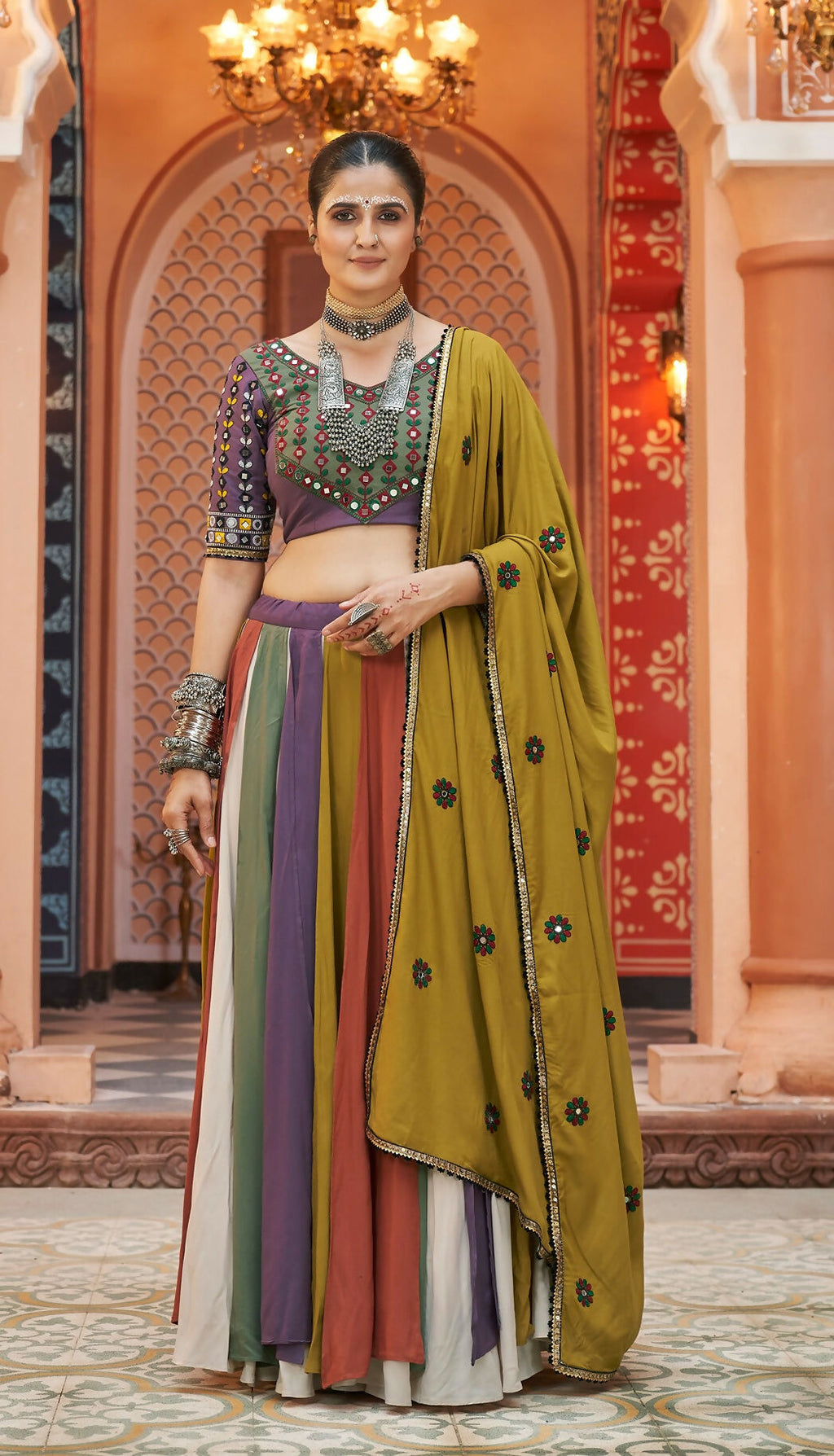 AI Fashion Multi Color Viscose Rayon Designer Navratri Lehenga Choli Collection | Grocsy