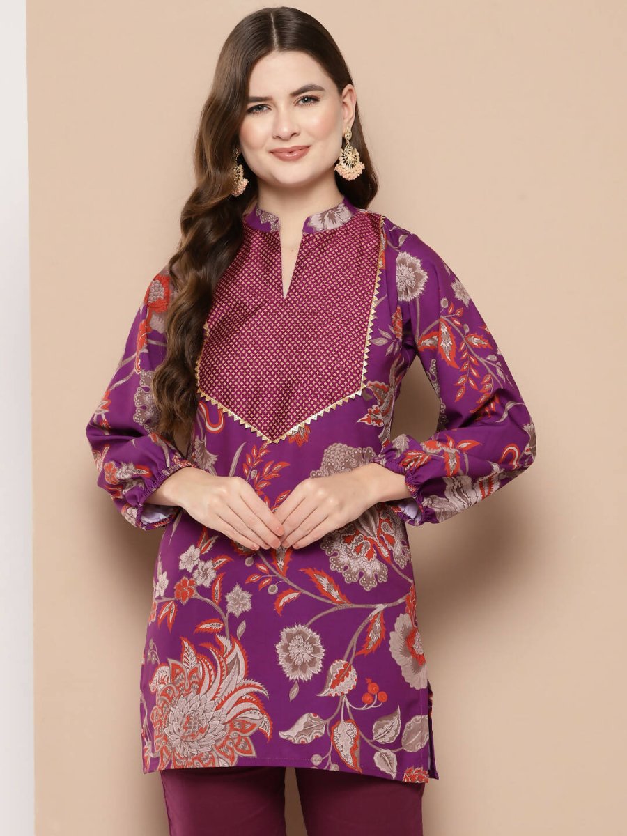Ahalyaa Women's Traditional wear Tunic - Purple | Grocsy