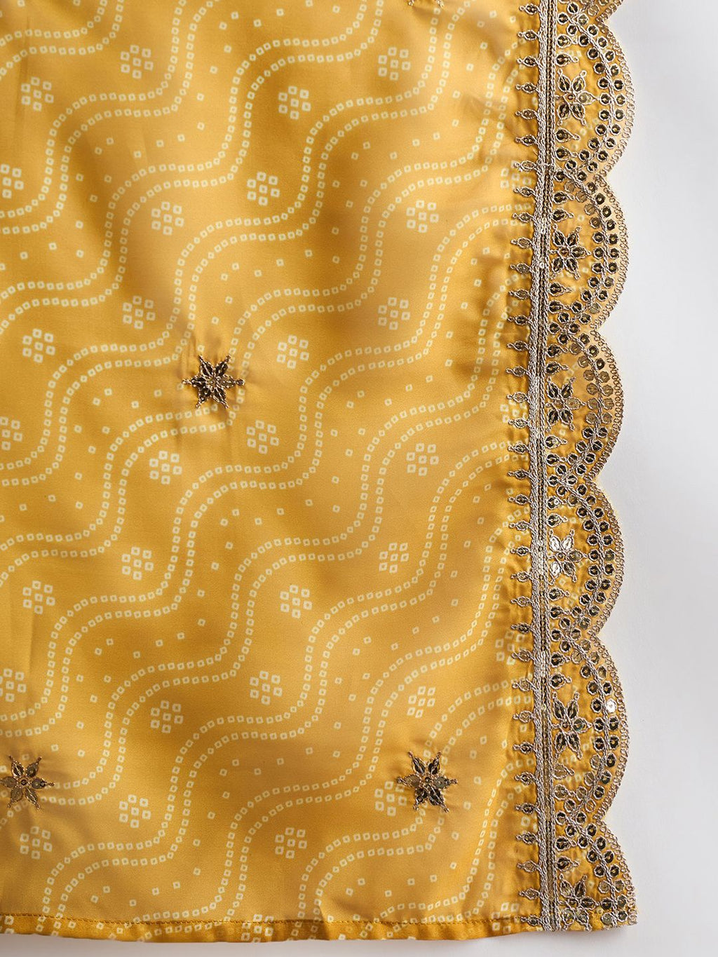 Indo Era Mustard Yellow Floral Embroidered V-Neck Straight Kurta with Trousers & Dupatta | Grocsy