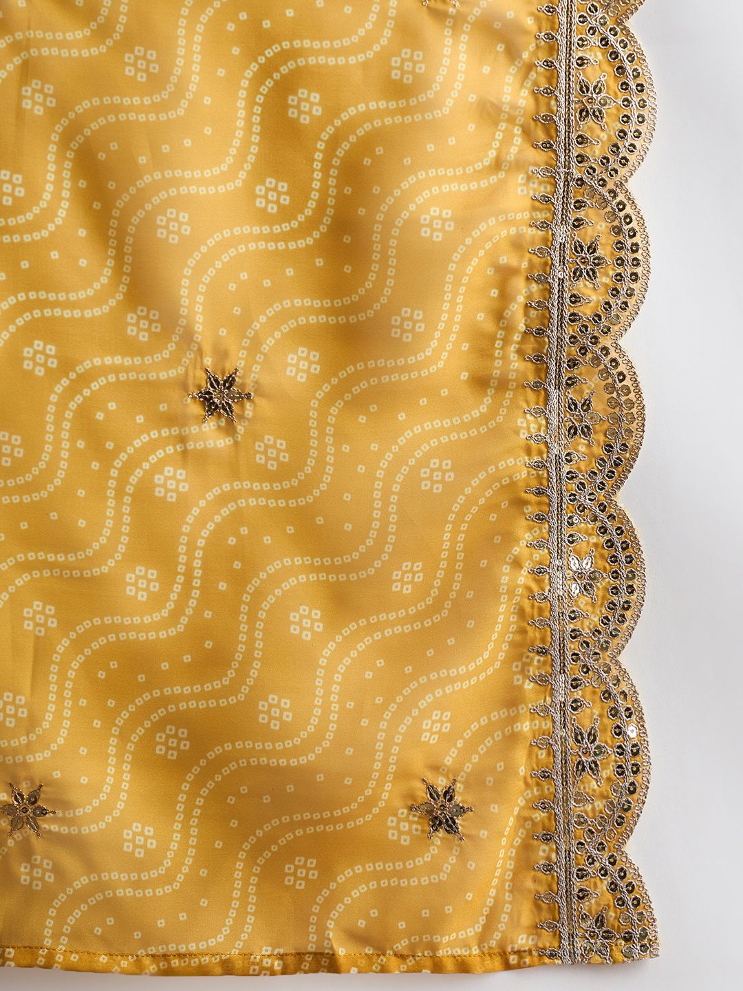 Indo Era Mustard Yellow Floral Embroidered V-Neck Straight Kurta with Trousers & Dupatta | Grocsy